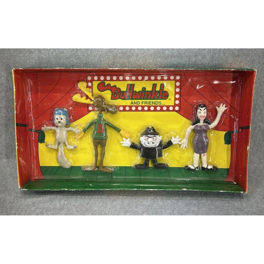 Vintage 1991 Jesco Bullwinkle & Friends Figure Set Boris Natasha Sherman Box